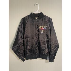 Vintage Nascar Racing‎ Jacket Black Satin Auburn Made in USA Embroidered Size S